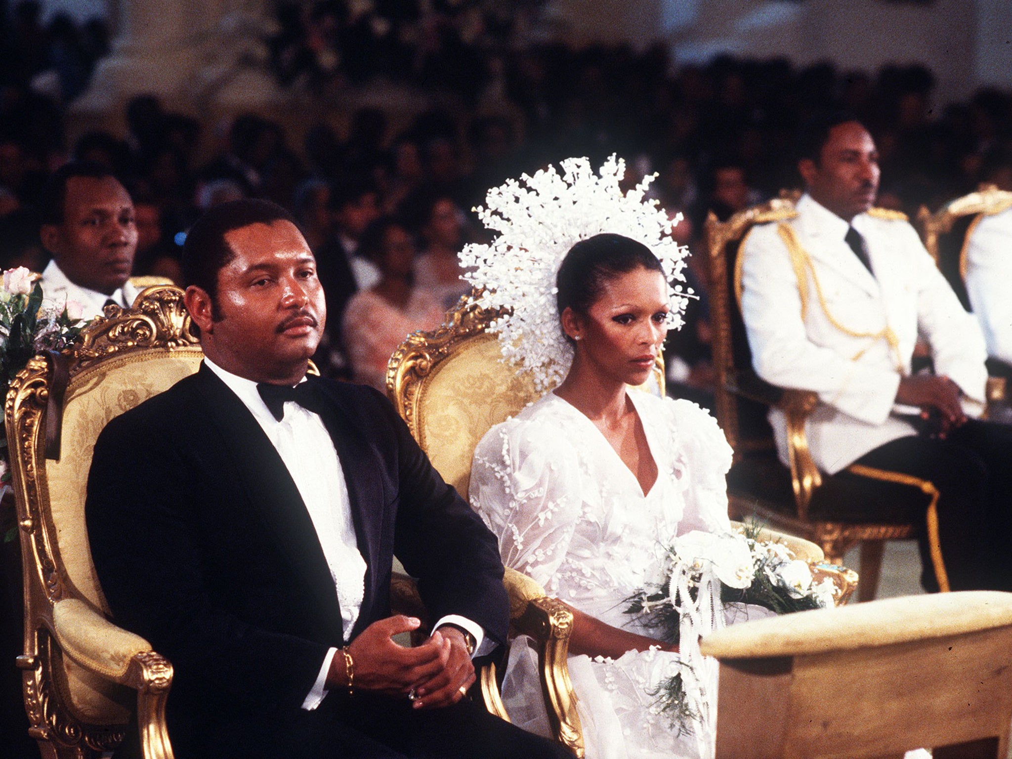 Jean-Claude Duvalier at his wedding to Michèle Bennett in 1980