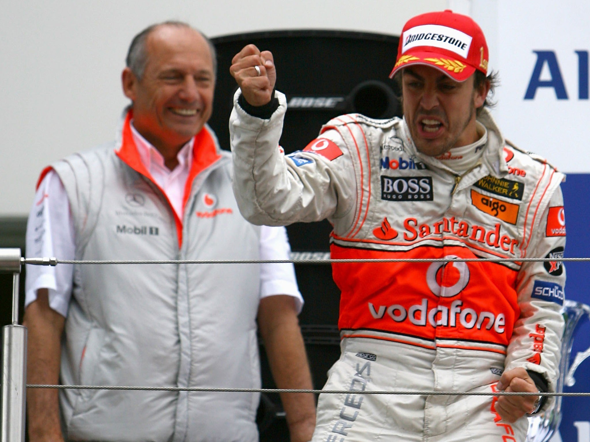Fernando Alonso (right) and Ron Dennis had differing ideas of where the driver fit into McLaren
