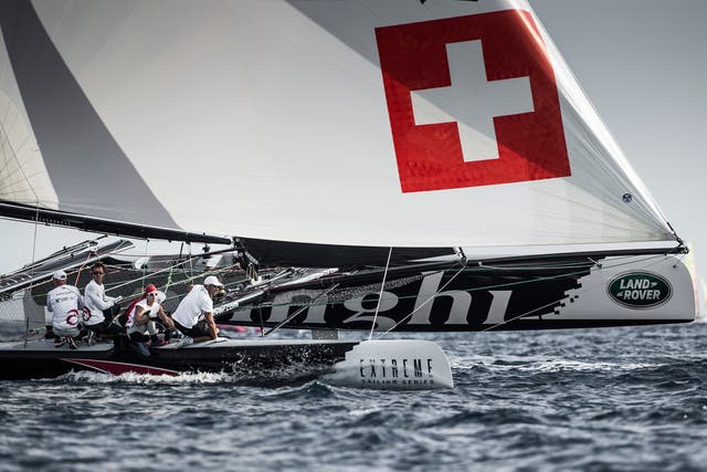 Morgan Larson and Switzerland’s Alinghi won the Extreme Sailing Series regatta in Nice, extended his lead for the 2014 season, and goes into the final round in Sydney in December strongly tipped to lift the championship.