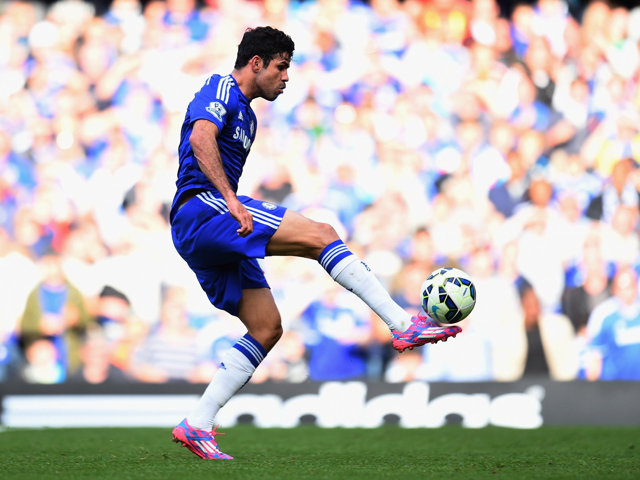 Chelsea striker Diego Costa scores against Arsenal
