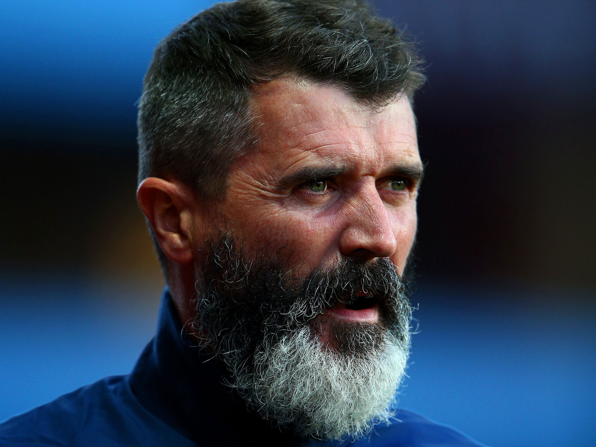 Roy Keane on the touchline for Aston Villa