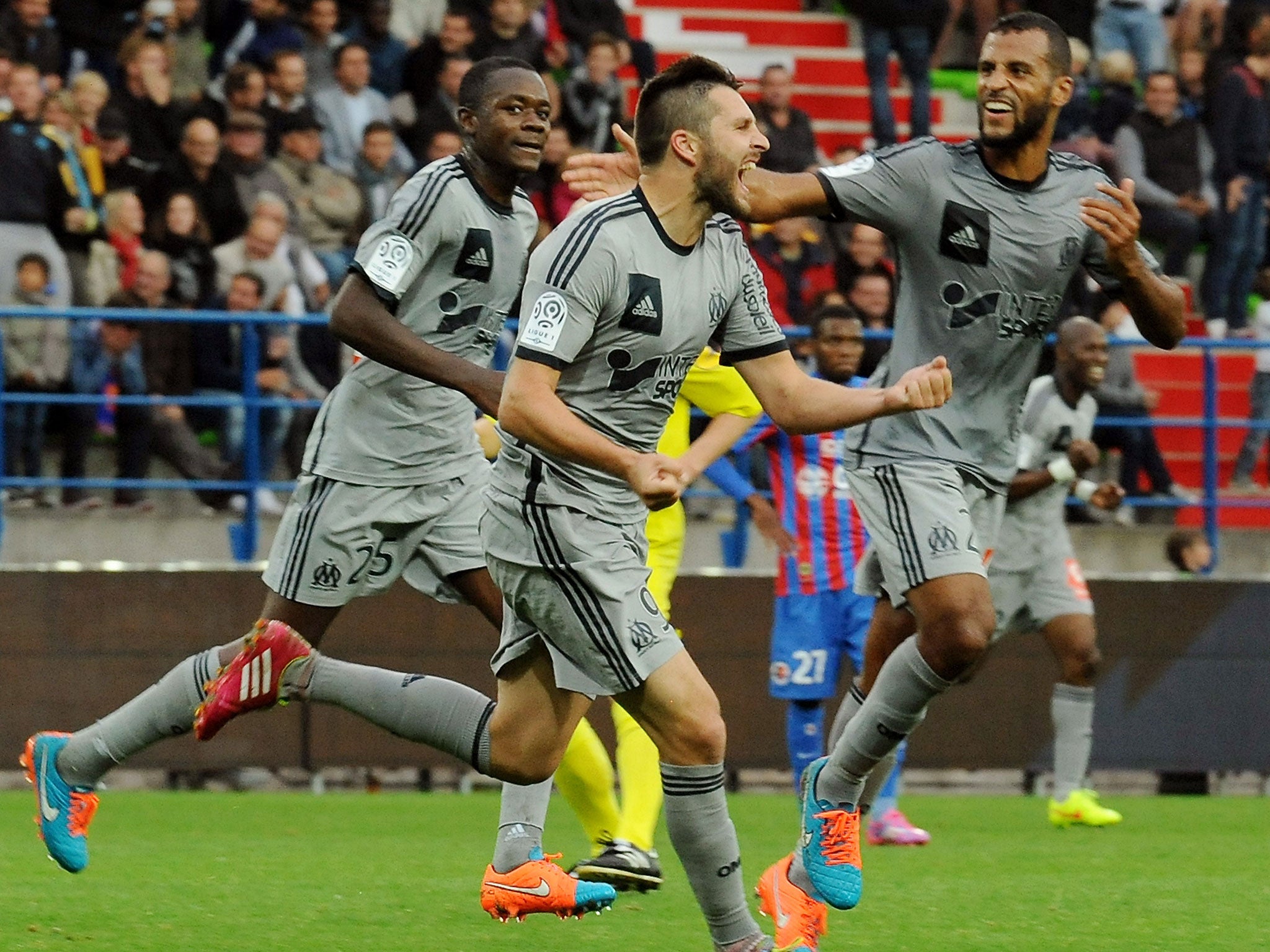 Andre-Pierre Gignac celebrates Marseille's winner