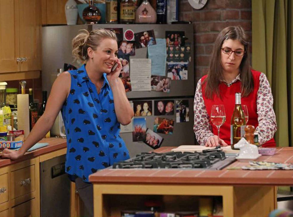 Day job: Mayim Bialik (right of picture) with co-star Kaley Cuoco in 'The Big Bang Theory'