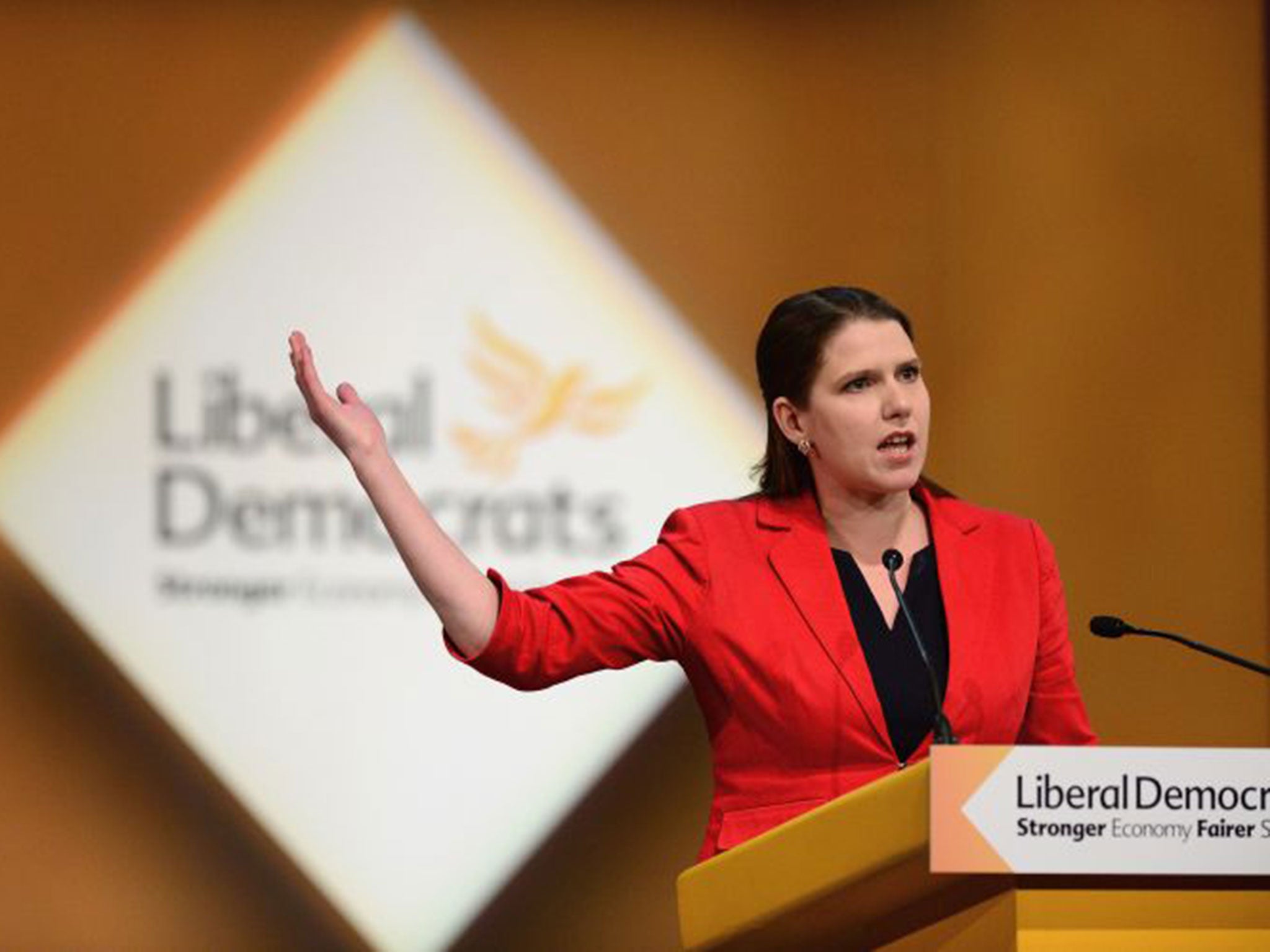 Jo Swinson, MP for East Dunbartonshire, addresses the Liberal Democrat Autumn conference on Monday