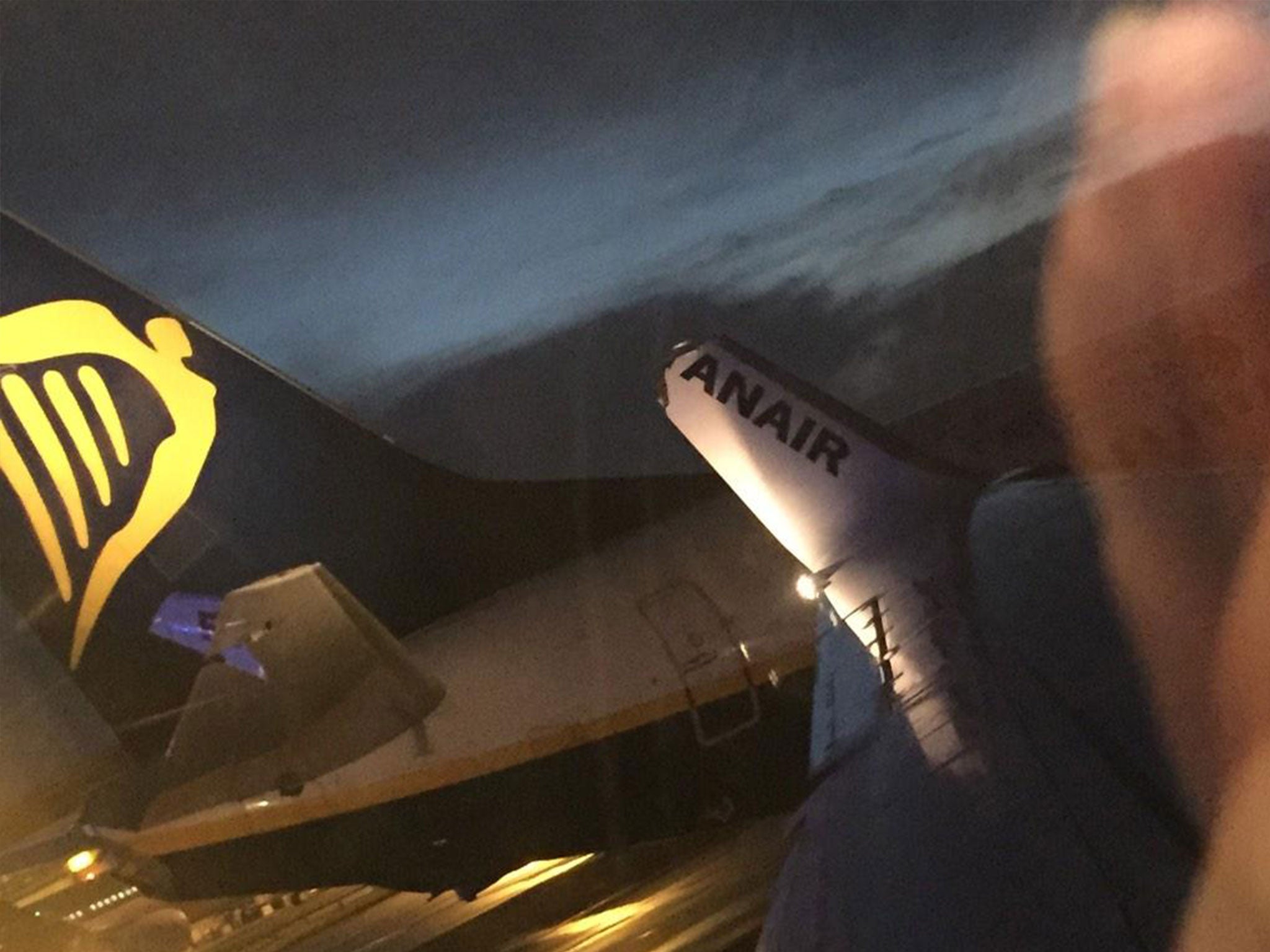 A Ryanair plane has part of its wing ripped off after two of the airline's planes collided at Dublin Airport