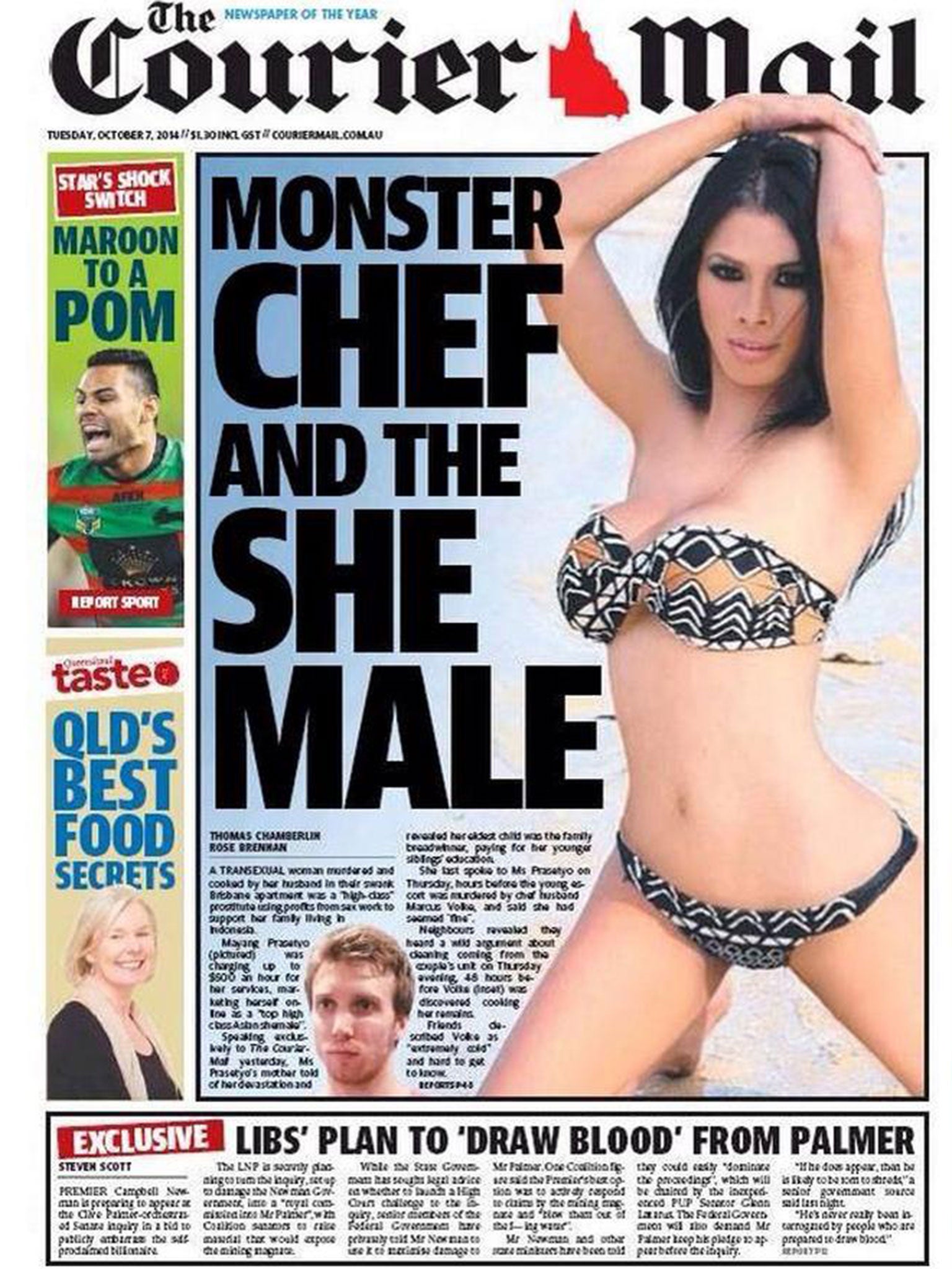 The Courier-Mail's front page provoked outrage