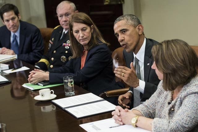 Washington, DC. Obama met with the national security team and senior staff on stopping the outbreak of Ebola