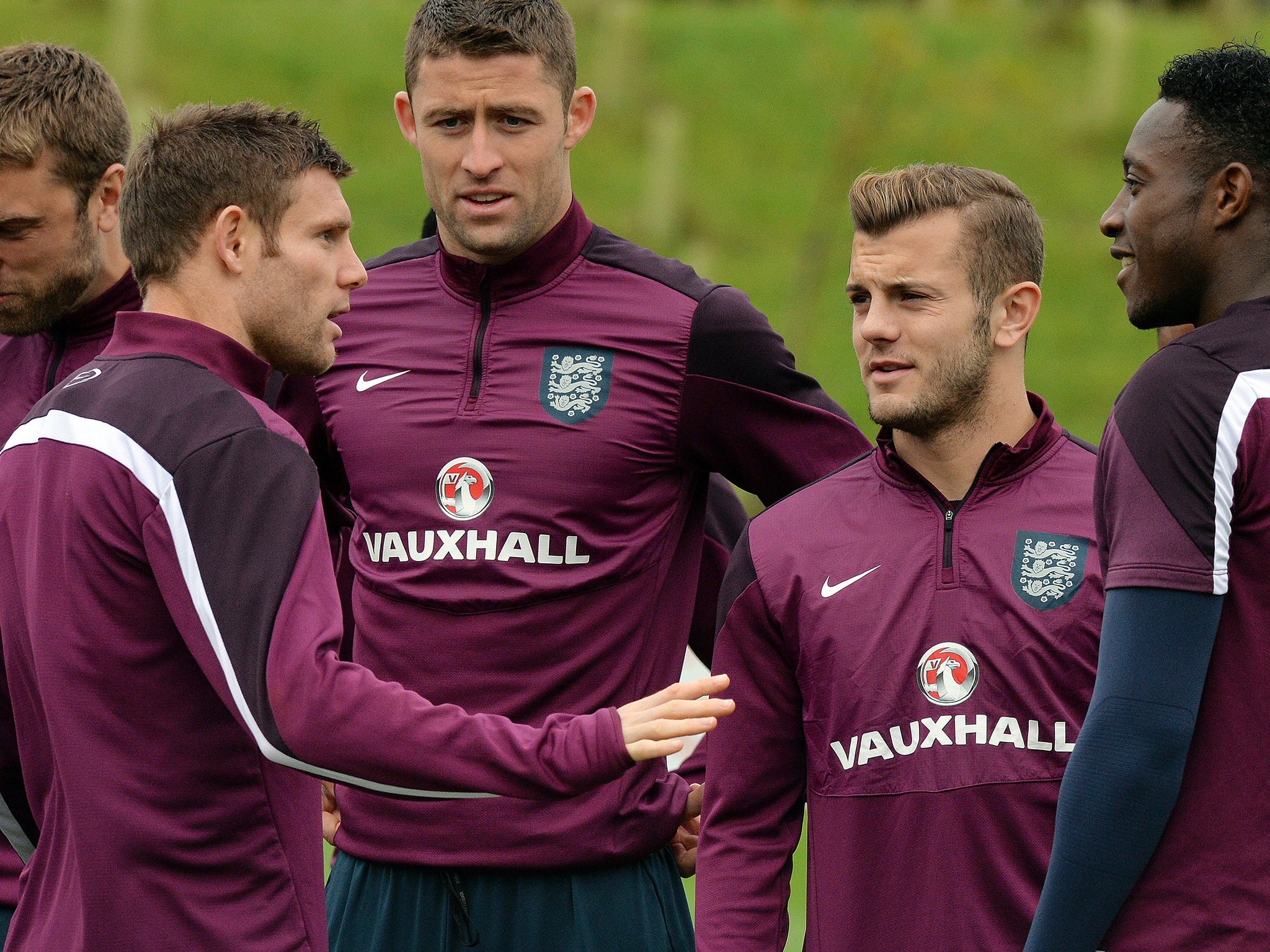 James Milner with his England team-mates