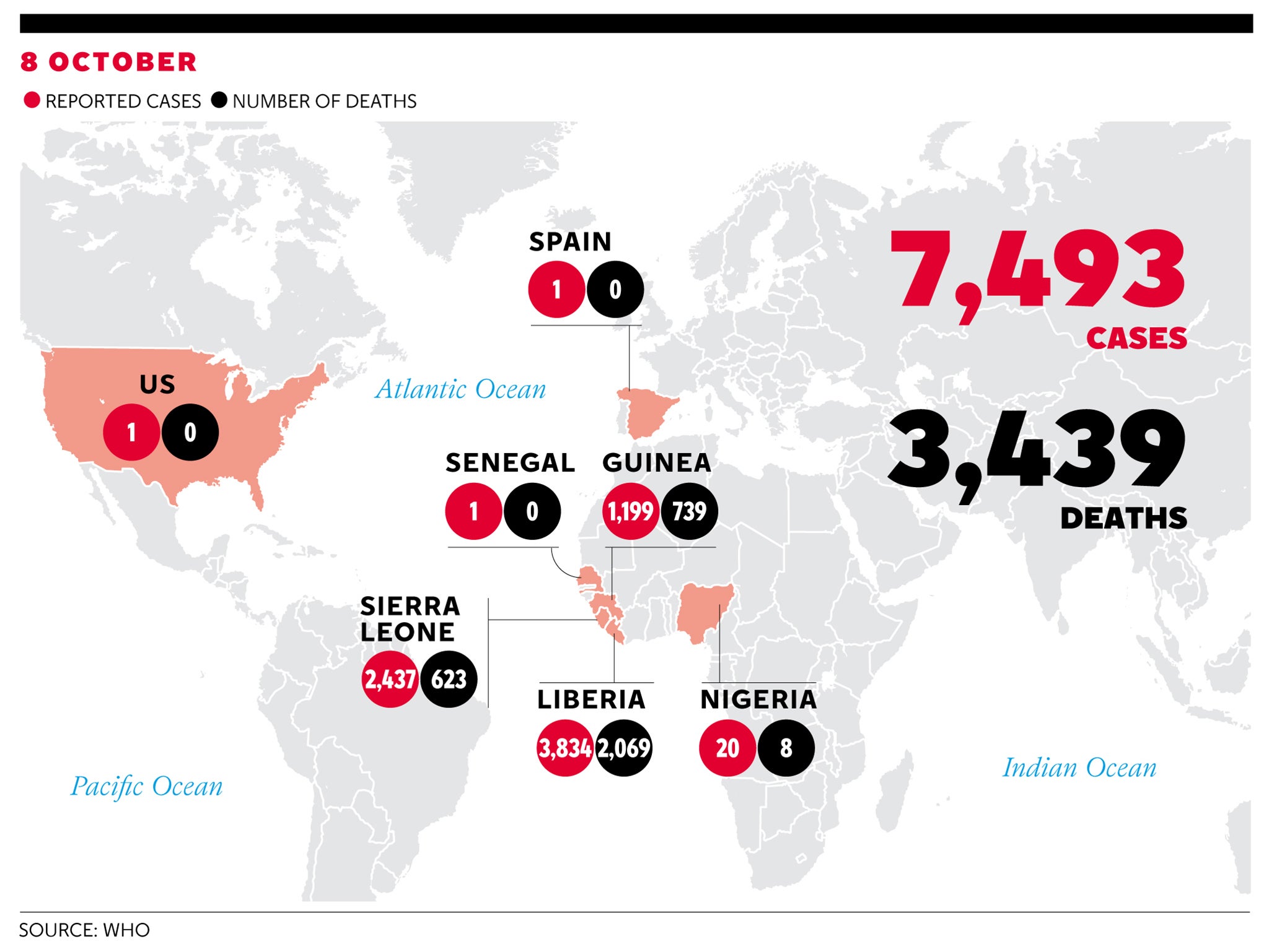 A map of the current Ebola outbreak