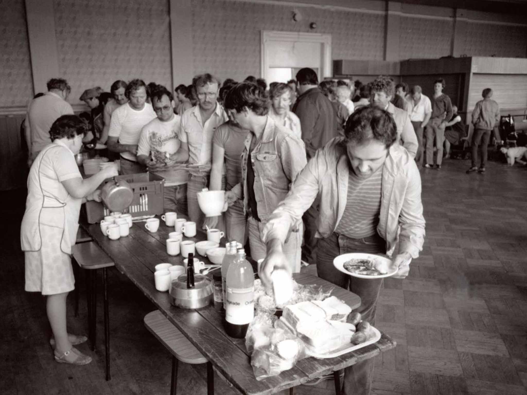 Support for striking miners at the Blyth Miners Welfare Hall in Northumberland