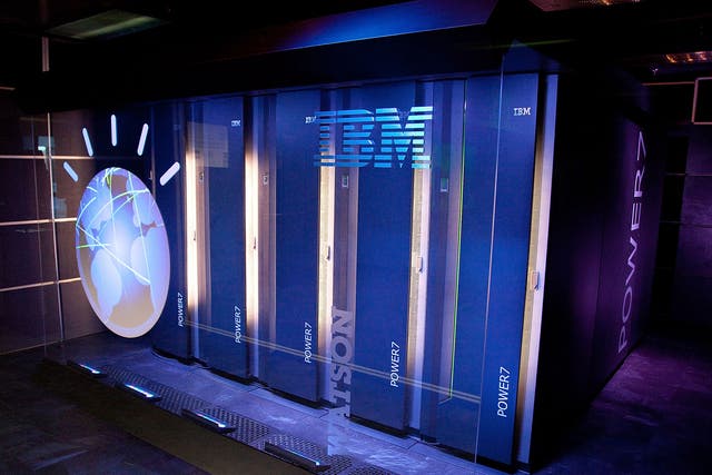 A general view of IBM's 'Watson' computing system at a press conference to discuss the upcoming Man V. Machine "Jeopardy!" competition at the IBM T.J. Watson Research Center 