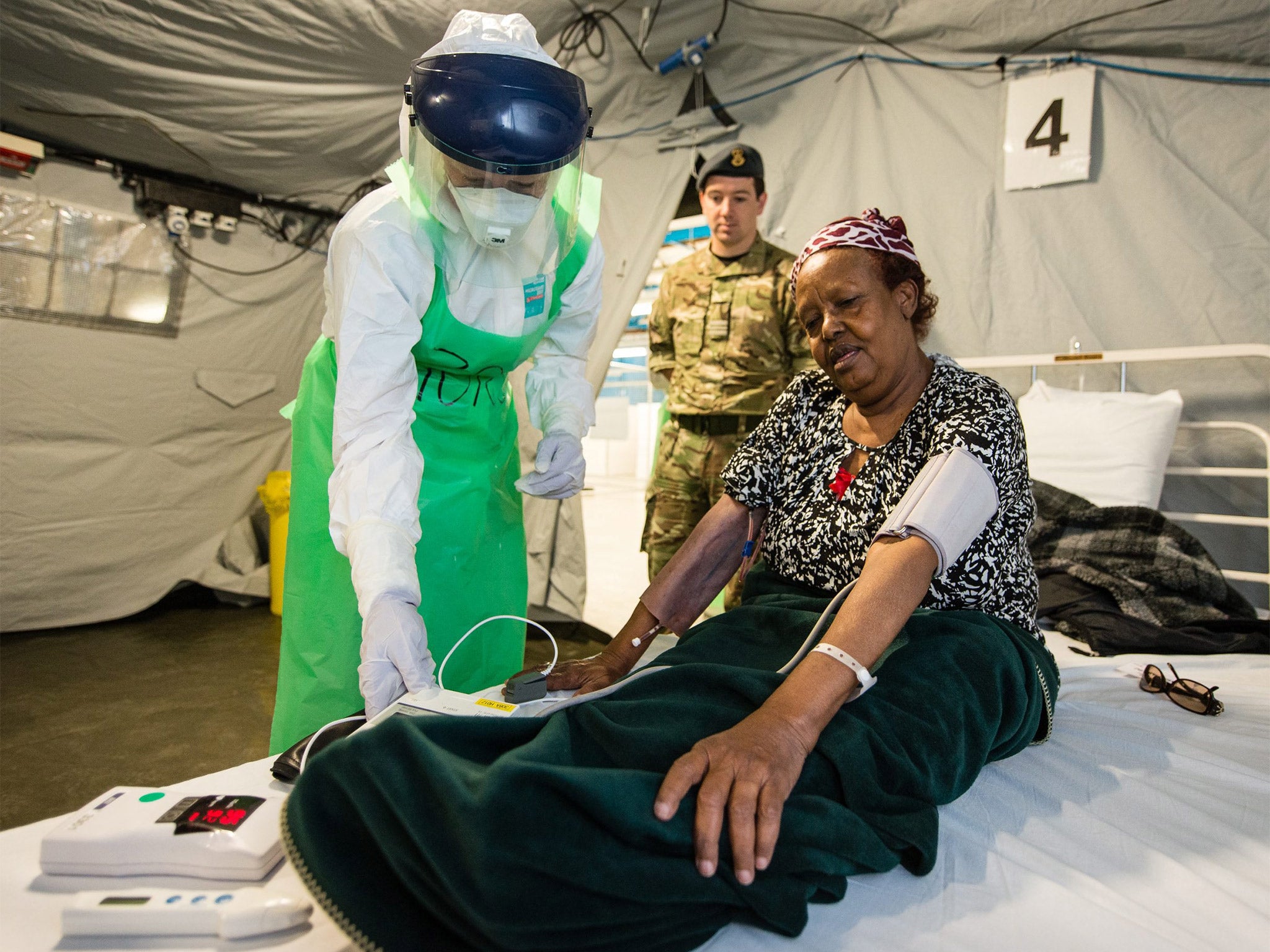 A military exercise for deployment to treat Ebola, in Sierra Leone, at the Army Medical Services training centre in Strensall, earlier this week