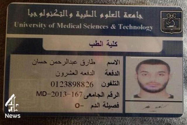 An image posted to Tarik Hassane's Twitter profile appearing to show his student ID for a Sudanese university