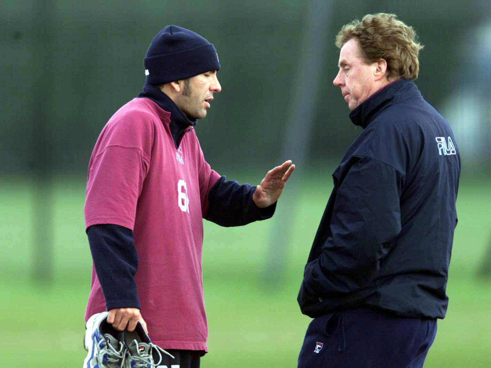 Paolo Di Canio (left) and Harry Redknapp during West Ham training