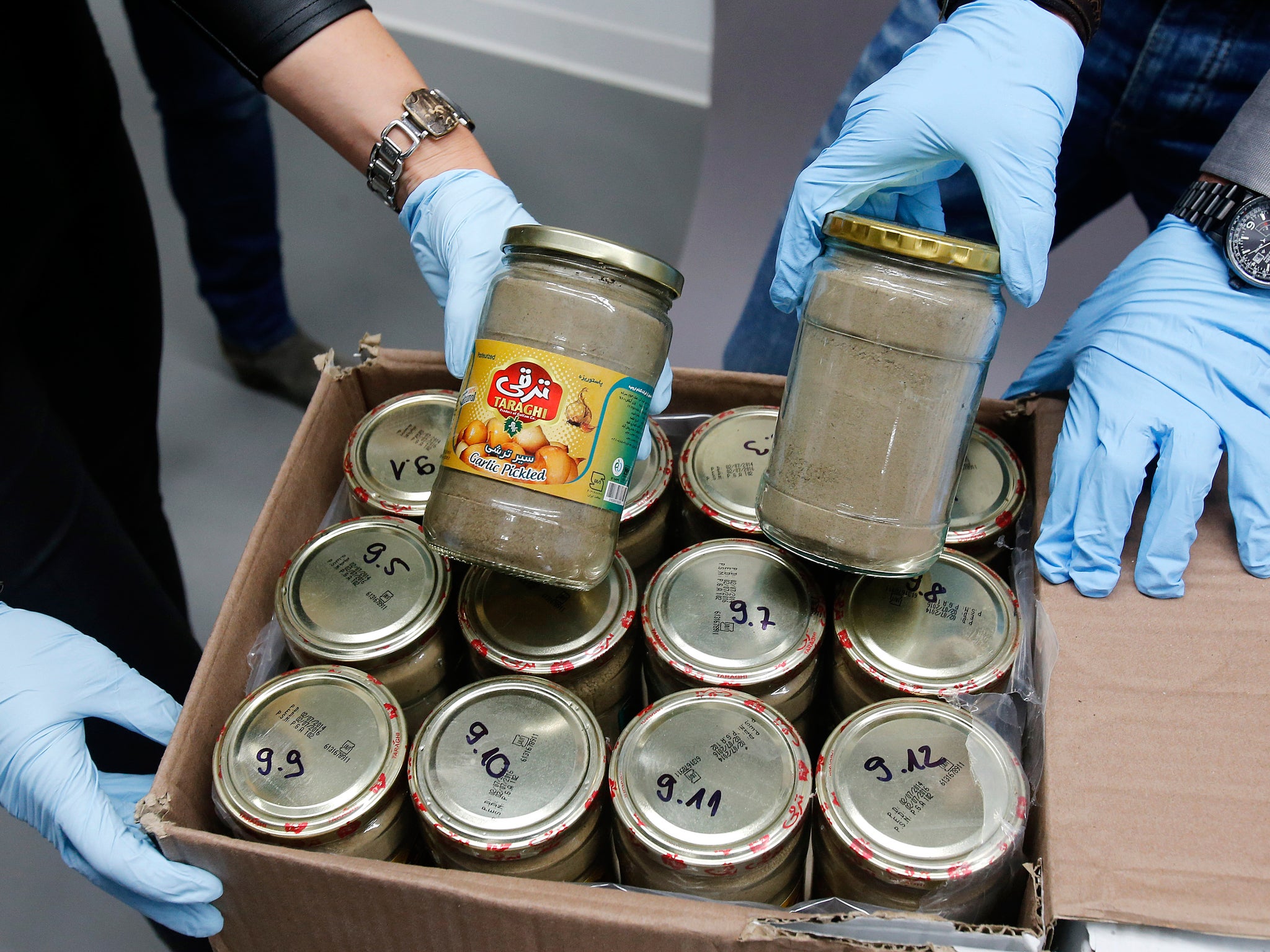 German authorities have seized 330 kilograms of heroin that smugglers brought to Europe hidden in a shipment of pickled cucumbers and garlic