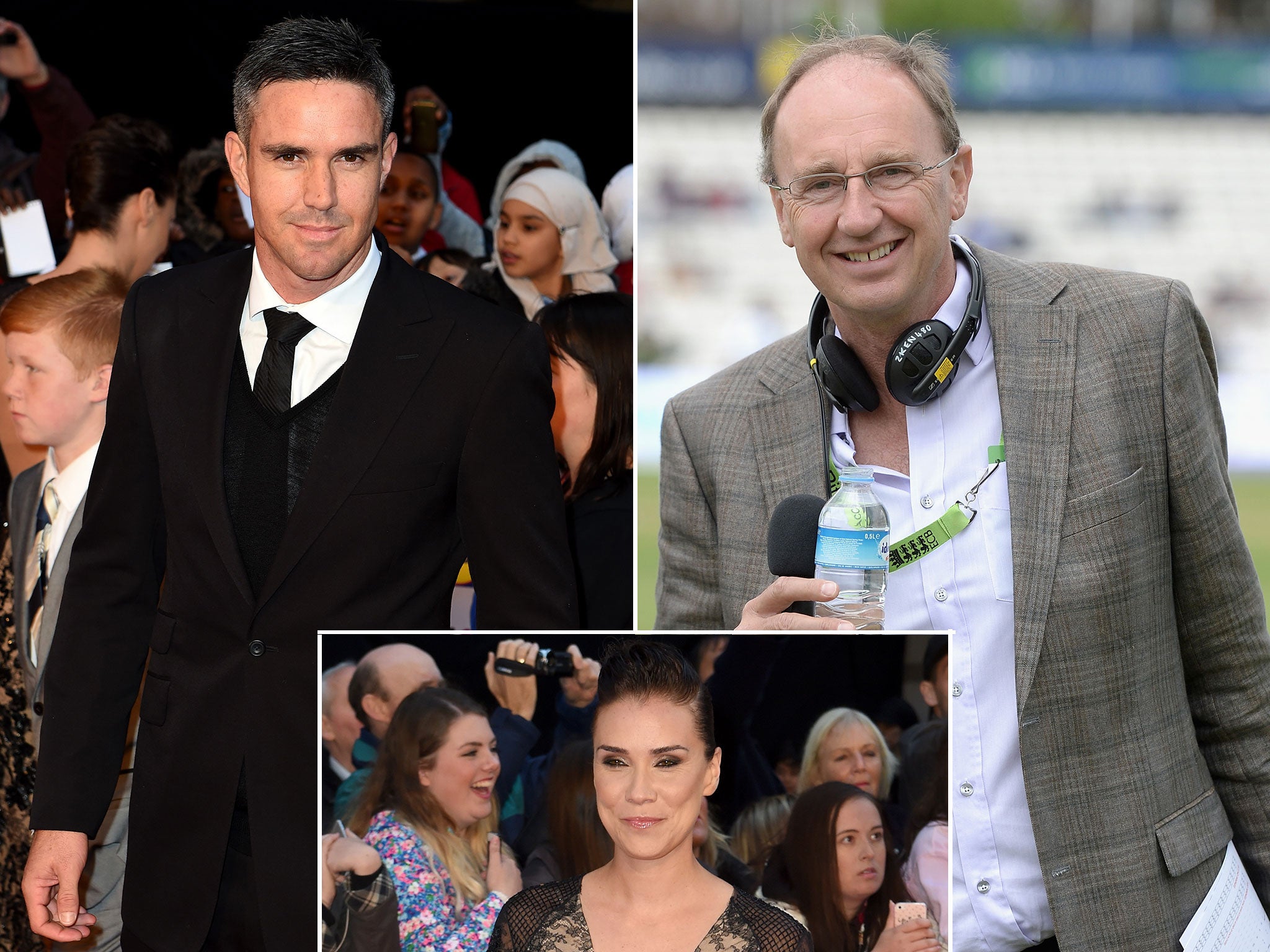 Kevin Pietersen, Jonathan Agnew and Jessica Taylor