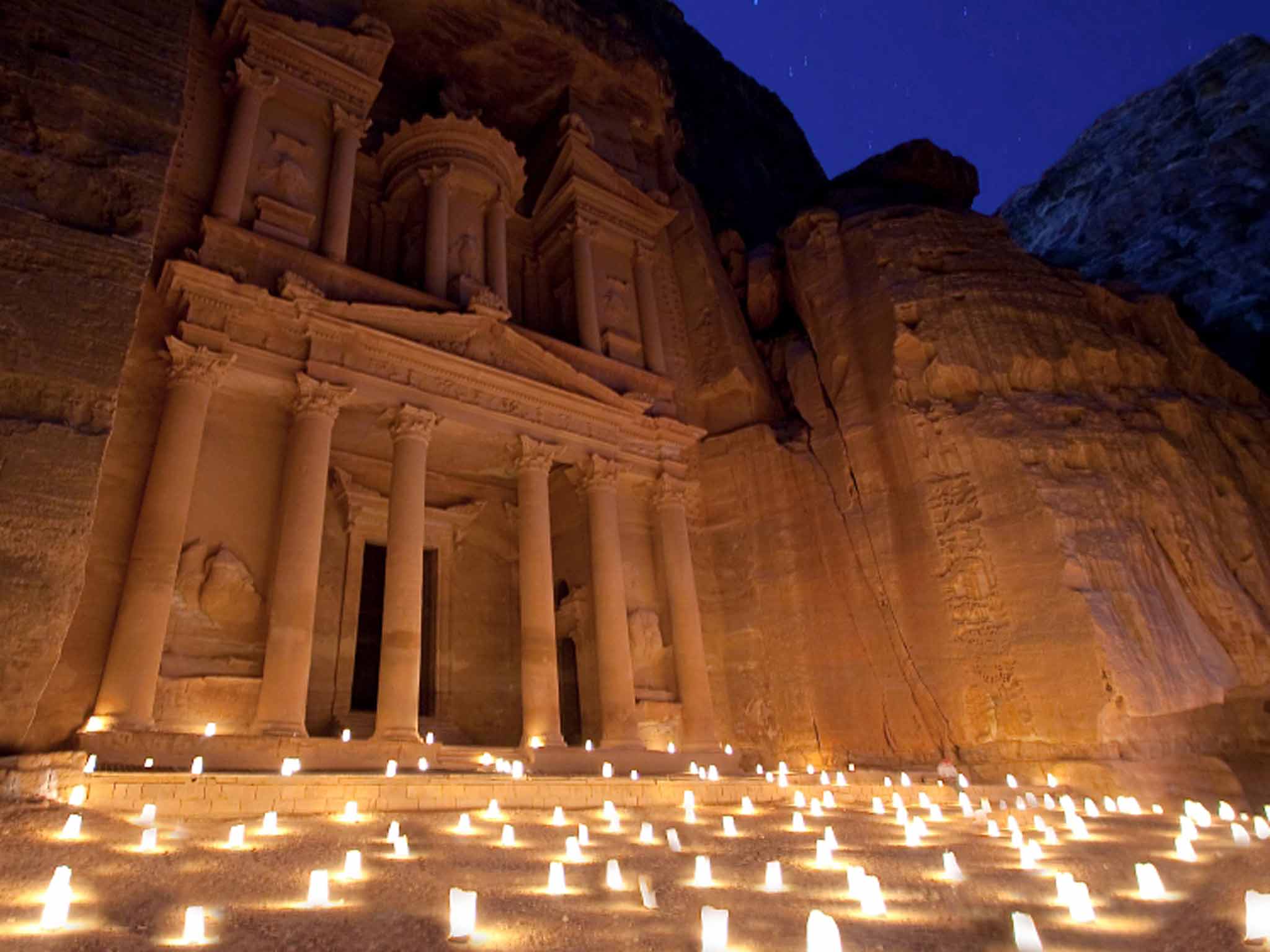 Light show: Amanda enjoyed a feast under the stars in Petra