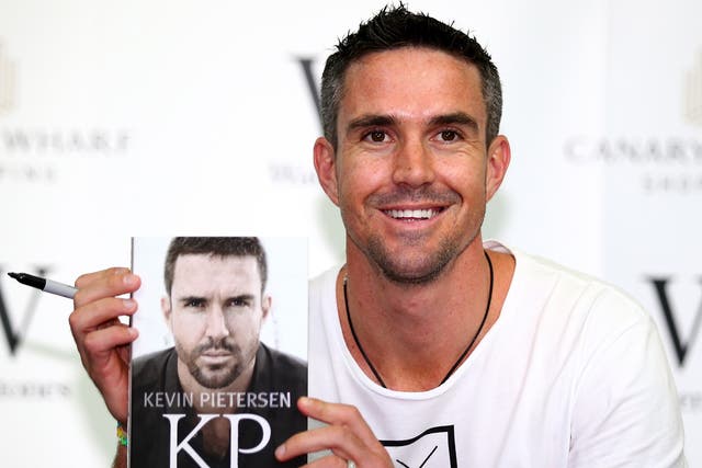 Kevin Pietersen poses during his book signing at Waterstones Canary Wharf Jubilee in London 