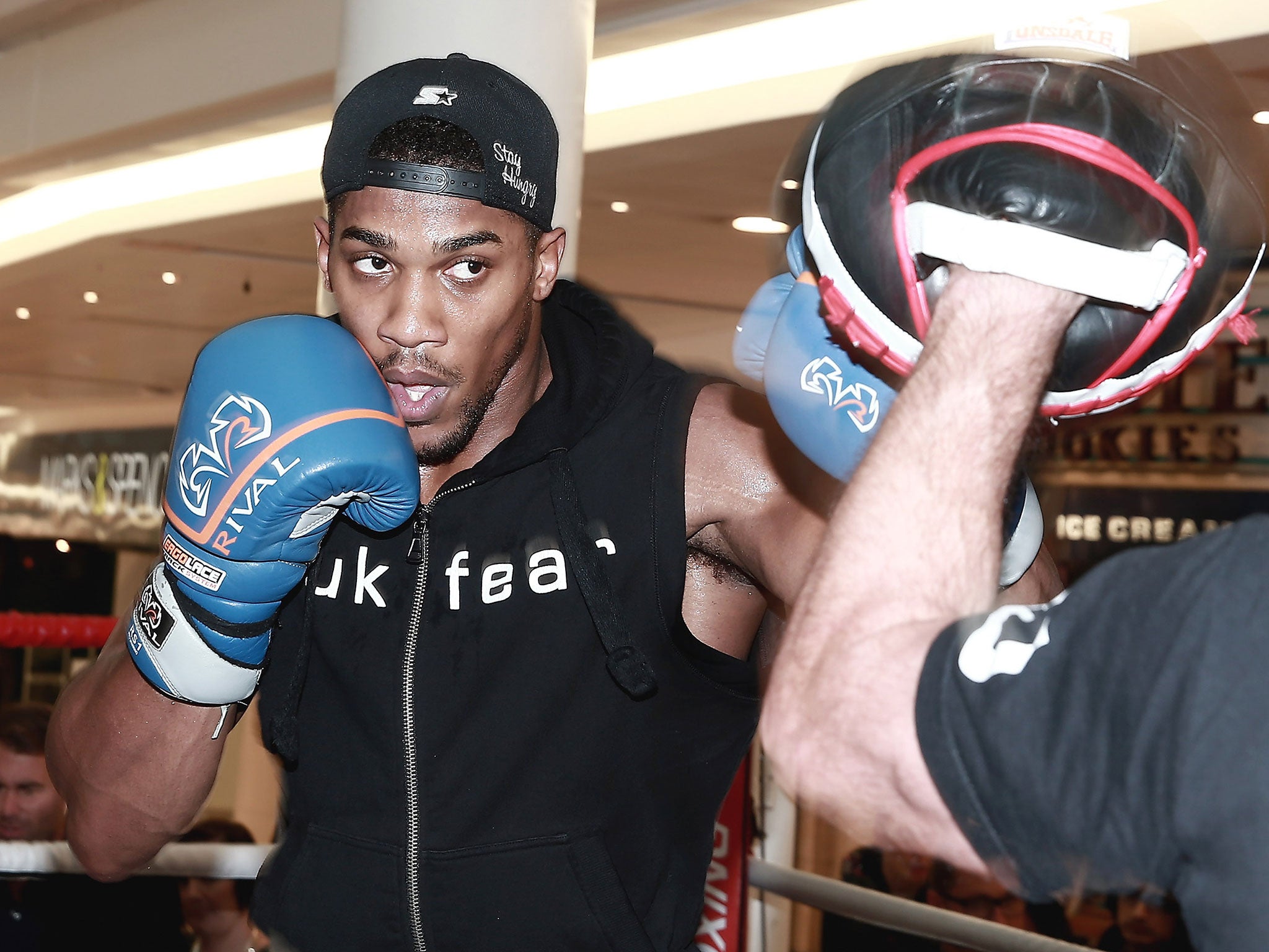 Anthony Joshua during a public work-out in London this week