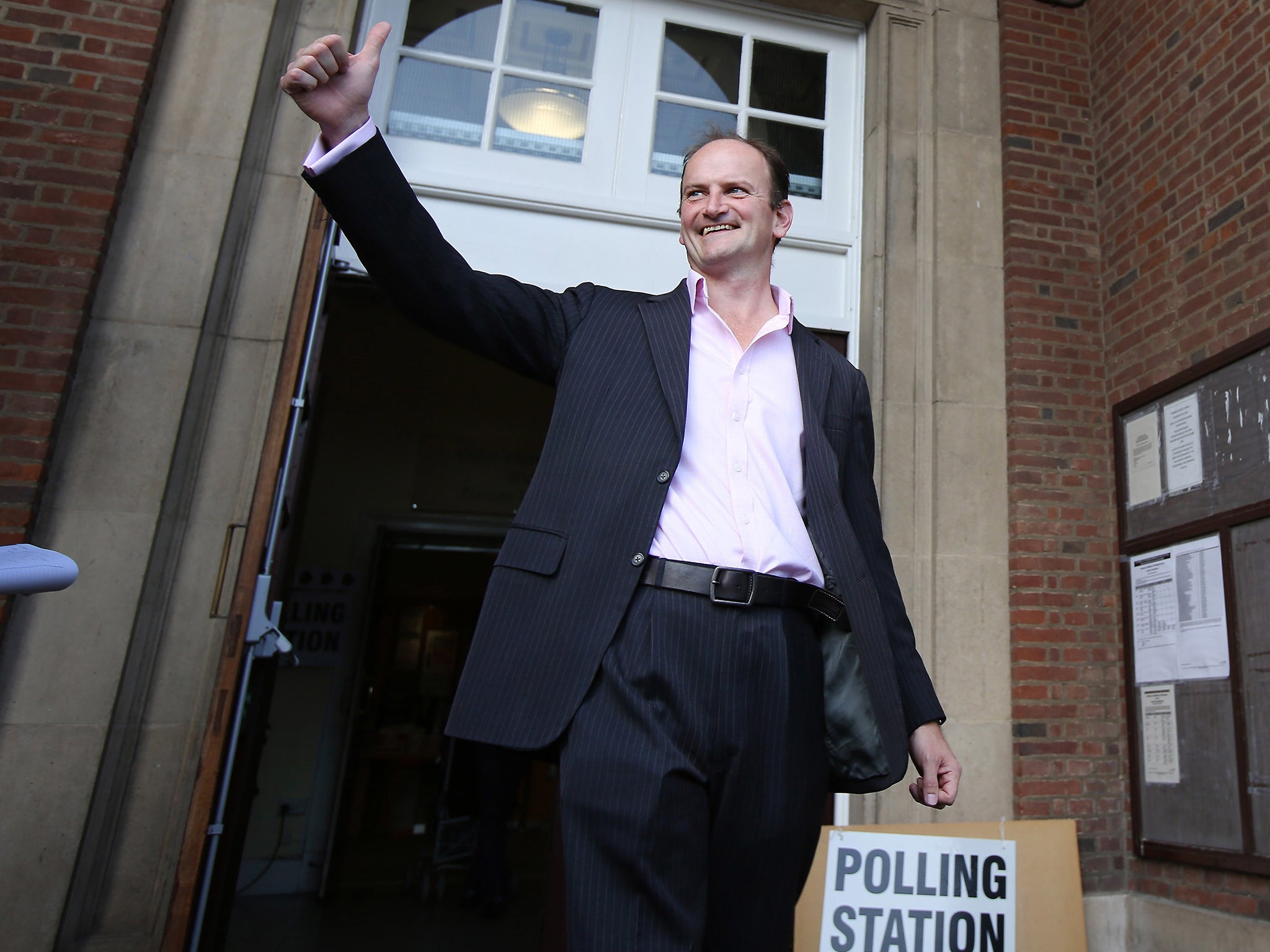 Douglas Carswell outside a polling station in Clacton-on-Sea