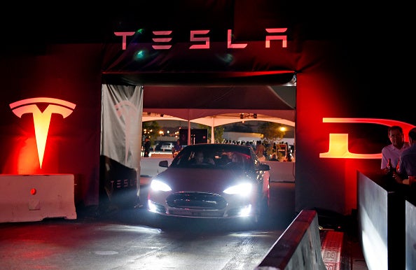 Tesla's new 'D' model car is unveiled in Los Angeles
