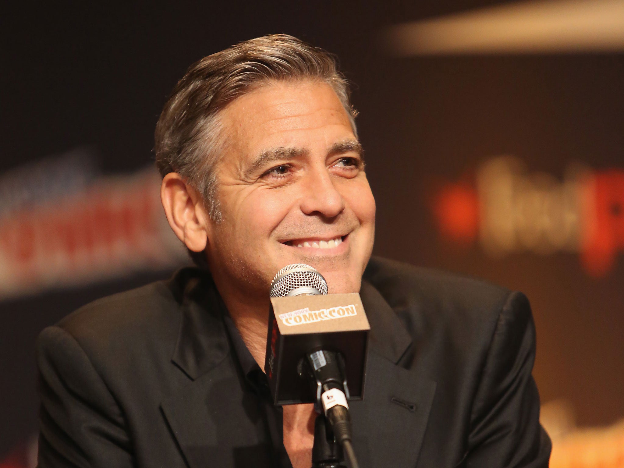 George Clooney speaking at Comic Con in New York
