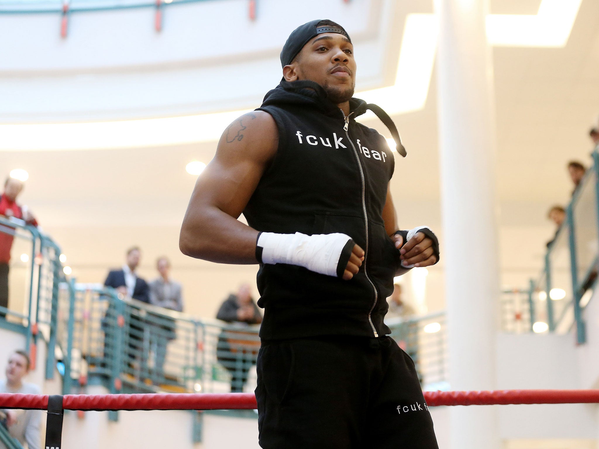 Anthony Joshua during a public work-out in London this week
