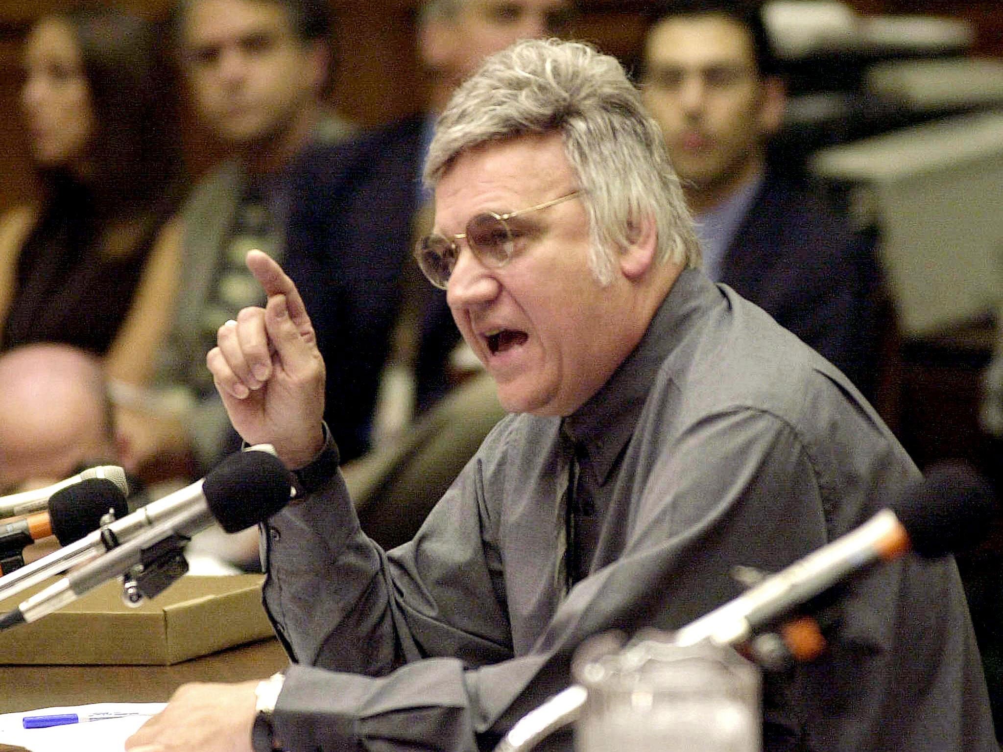 James Traficant testifying before the House Ethics Committee on Capitol Hill in Washington DC in 2002
