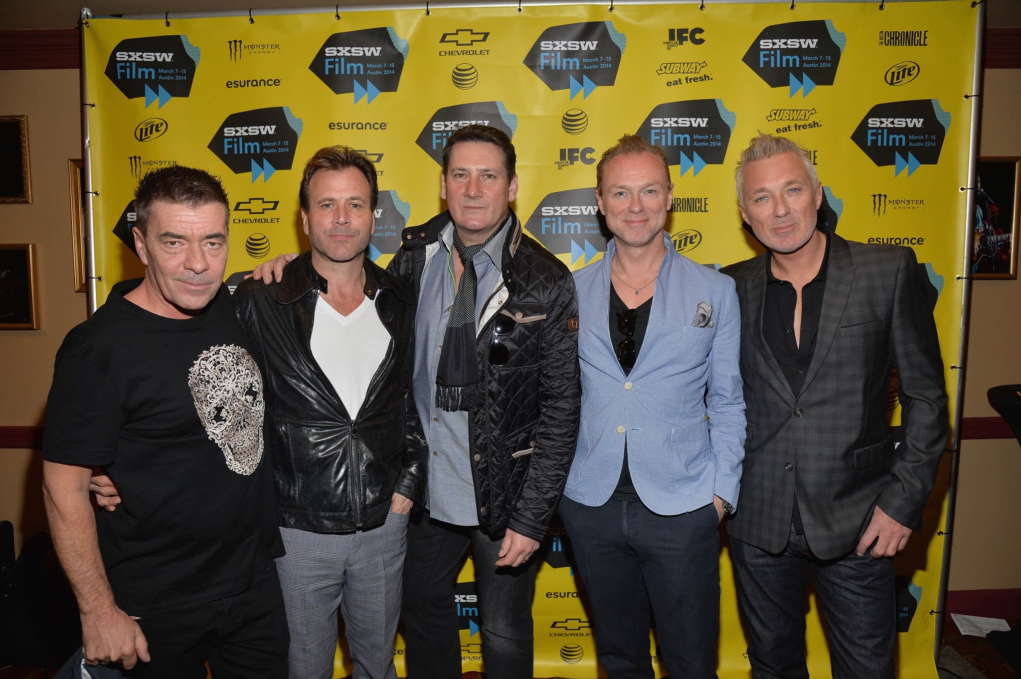 Spandau Ballet pose for pictures during a screening of 'Soul Boys Of The Western World'