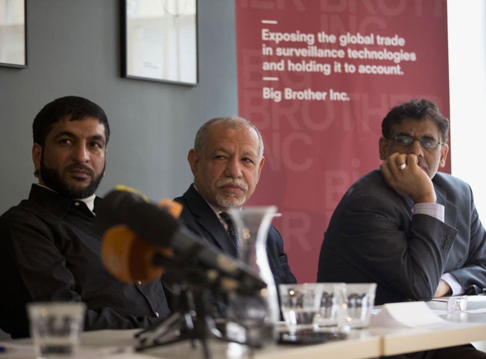 From left: Moosa Abd-Ali Ali, Saeed Al-Shehabi and Jaafar Al Hasabi during the press conference in London
