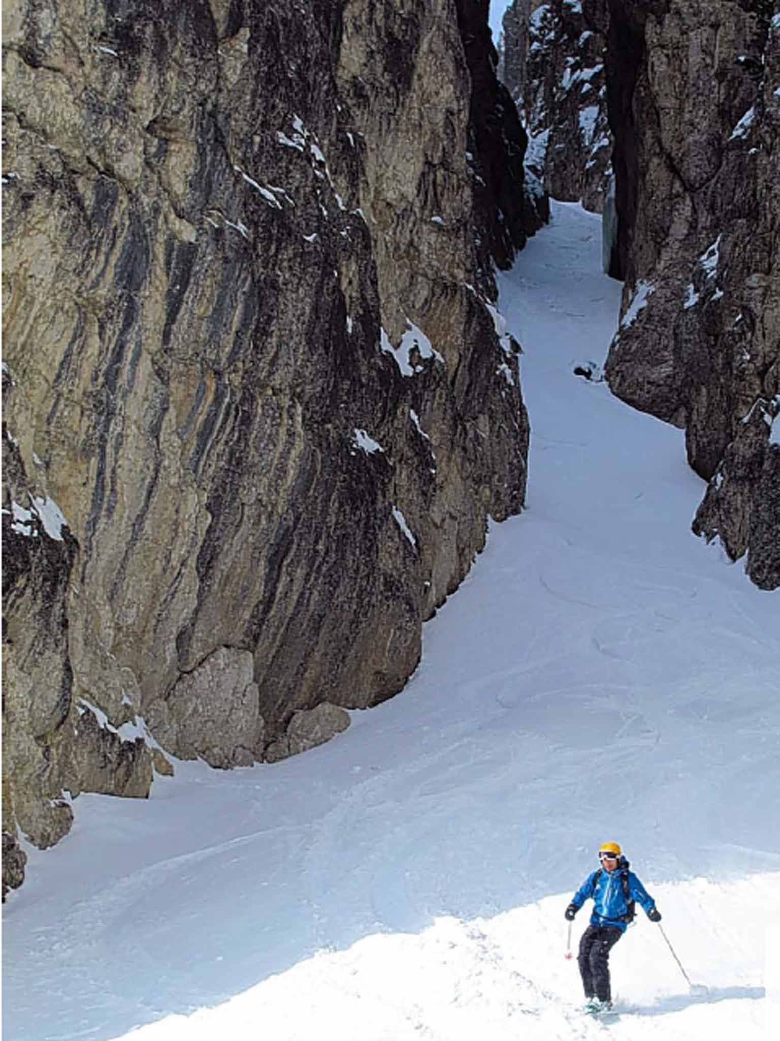 A skier takes on Val Scura