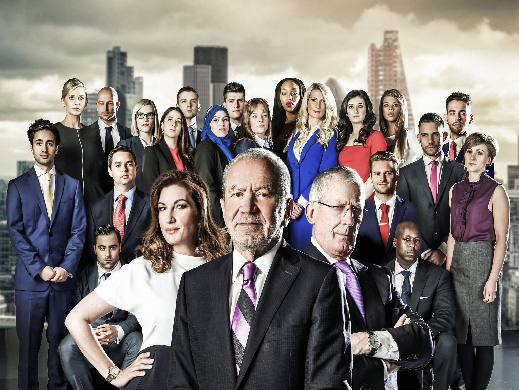 The Apprentice 2014 contestants pictured with Karen Brady, Lord Sugar and Nick Hewer