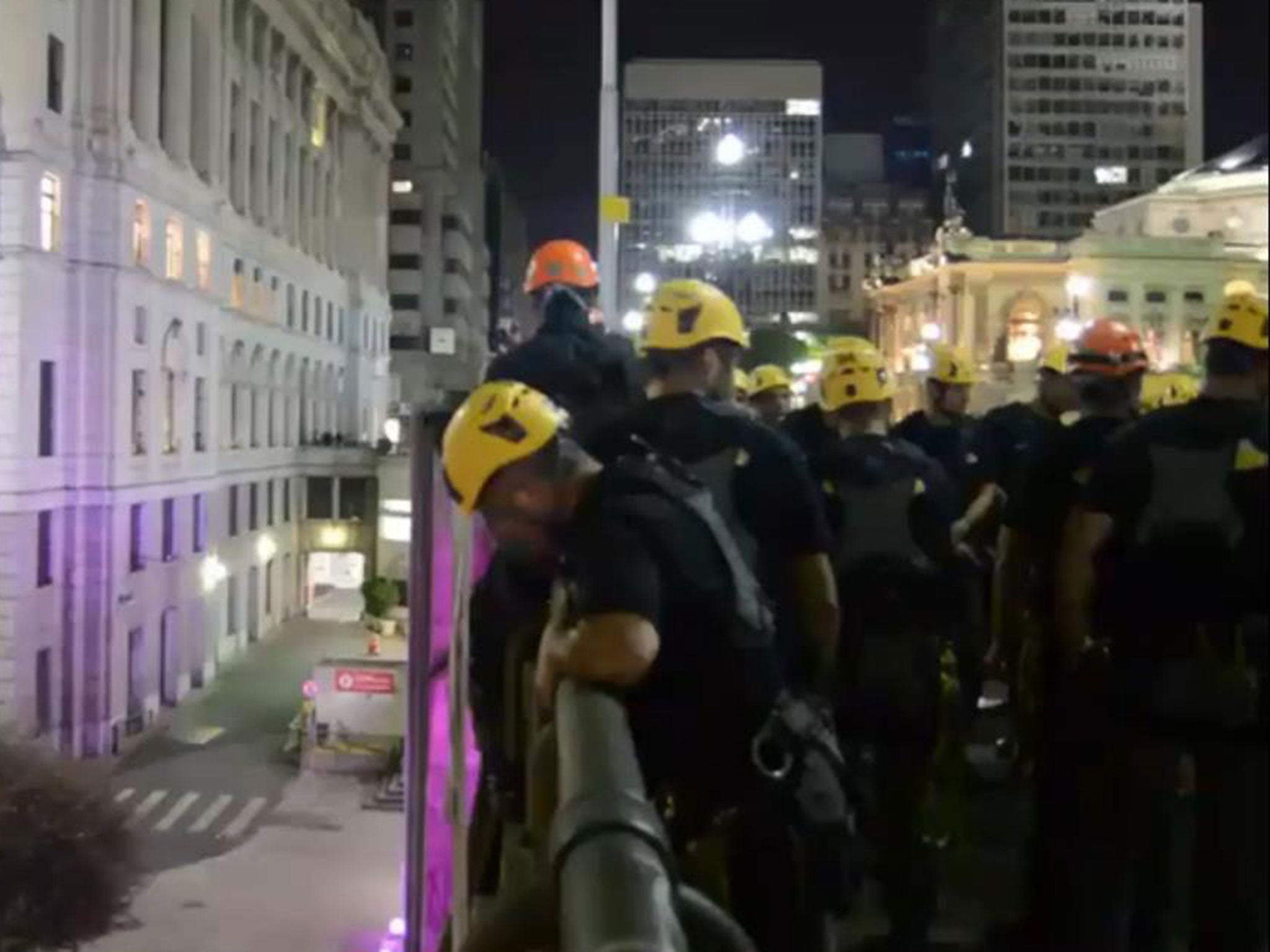 Brazilian firefighters practicing a suicide drill