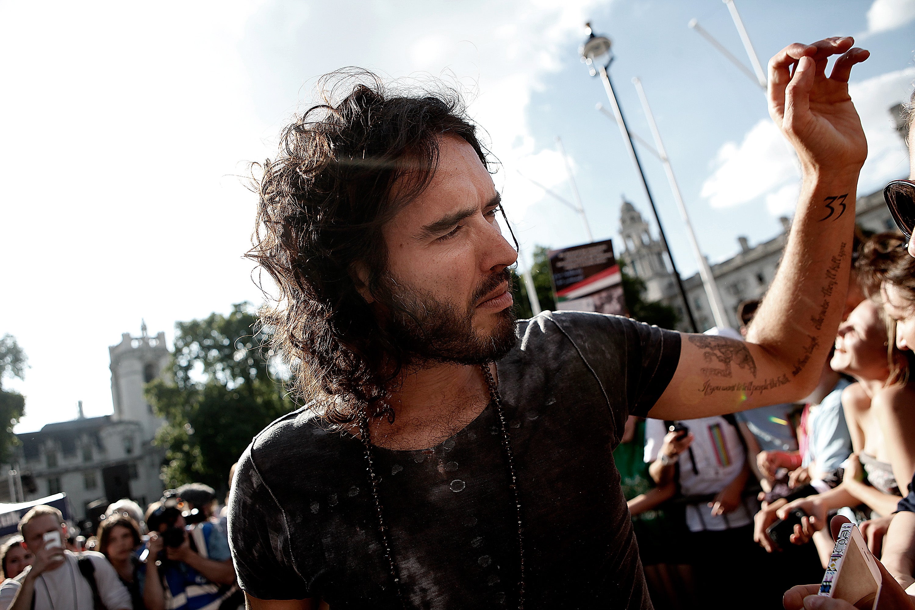 Russell Brand at an anti-austerity march in June