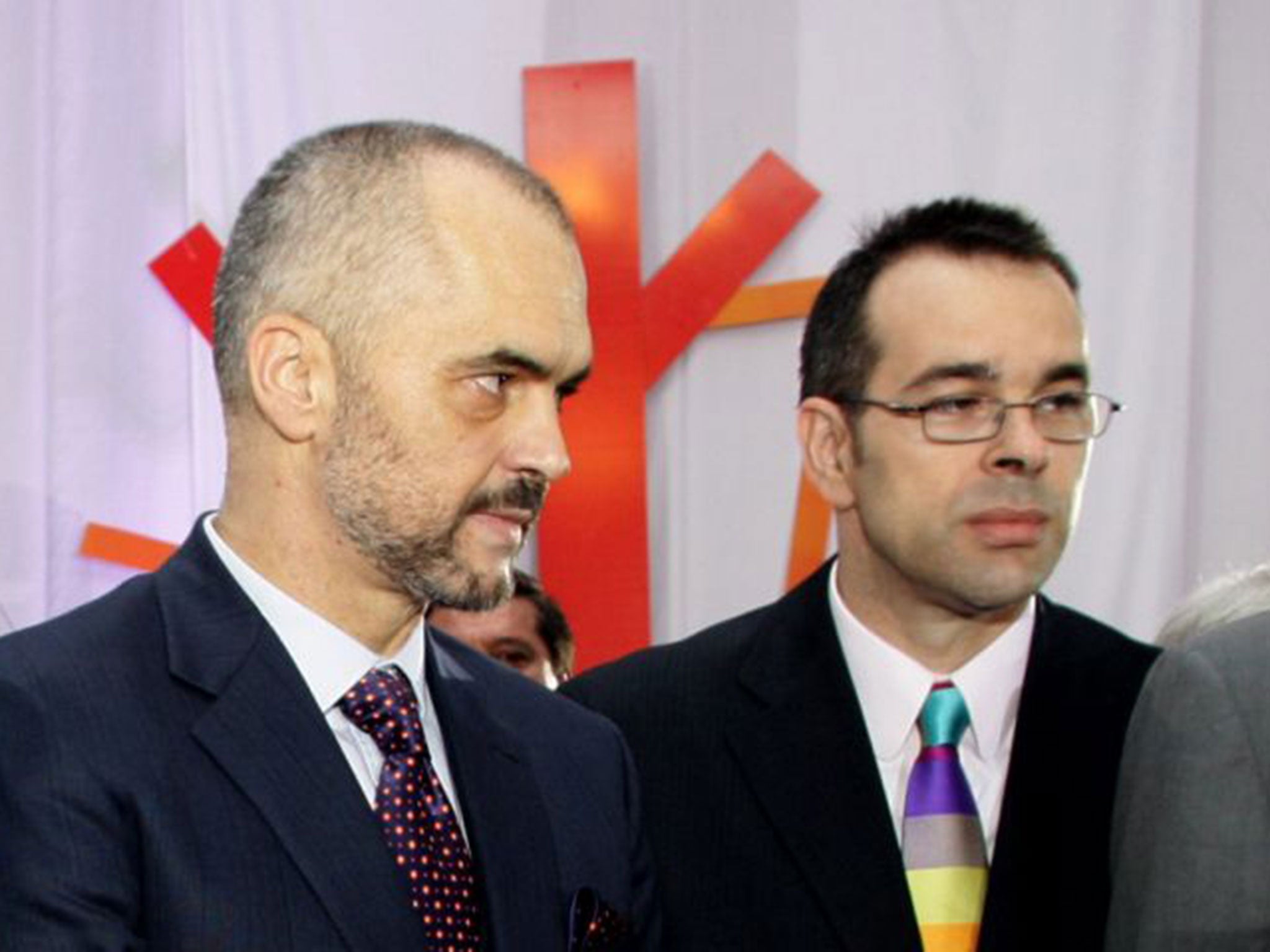 Olsi Rama (right), brother of Albanian Prime Minister Edi (left), has been blamed for flying the drone