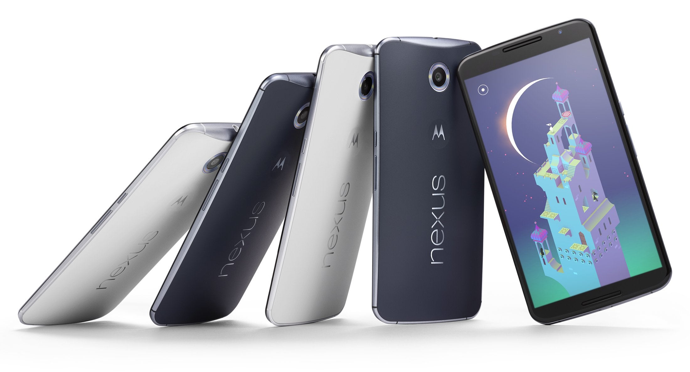 The Nexus 6 - available in dark blue and 'cloud white'