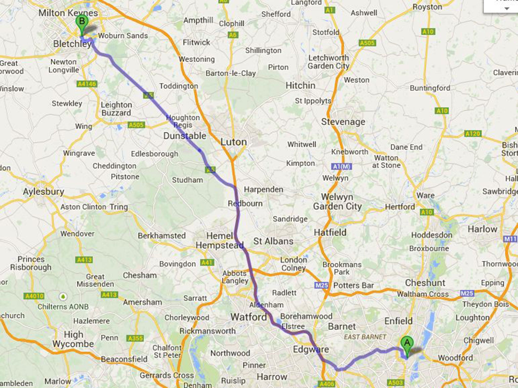 It's 48 miles from White Hart Lane to stadium:mk