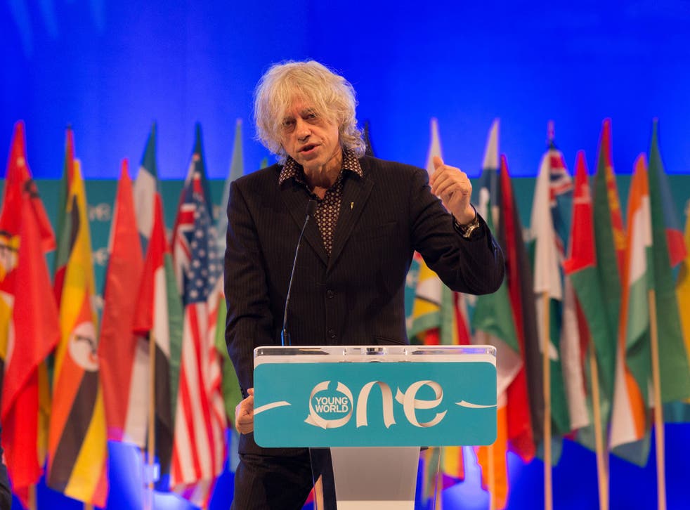 Bob Geldof speaking at the One Young World Summit