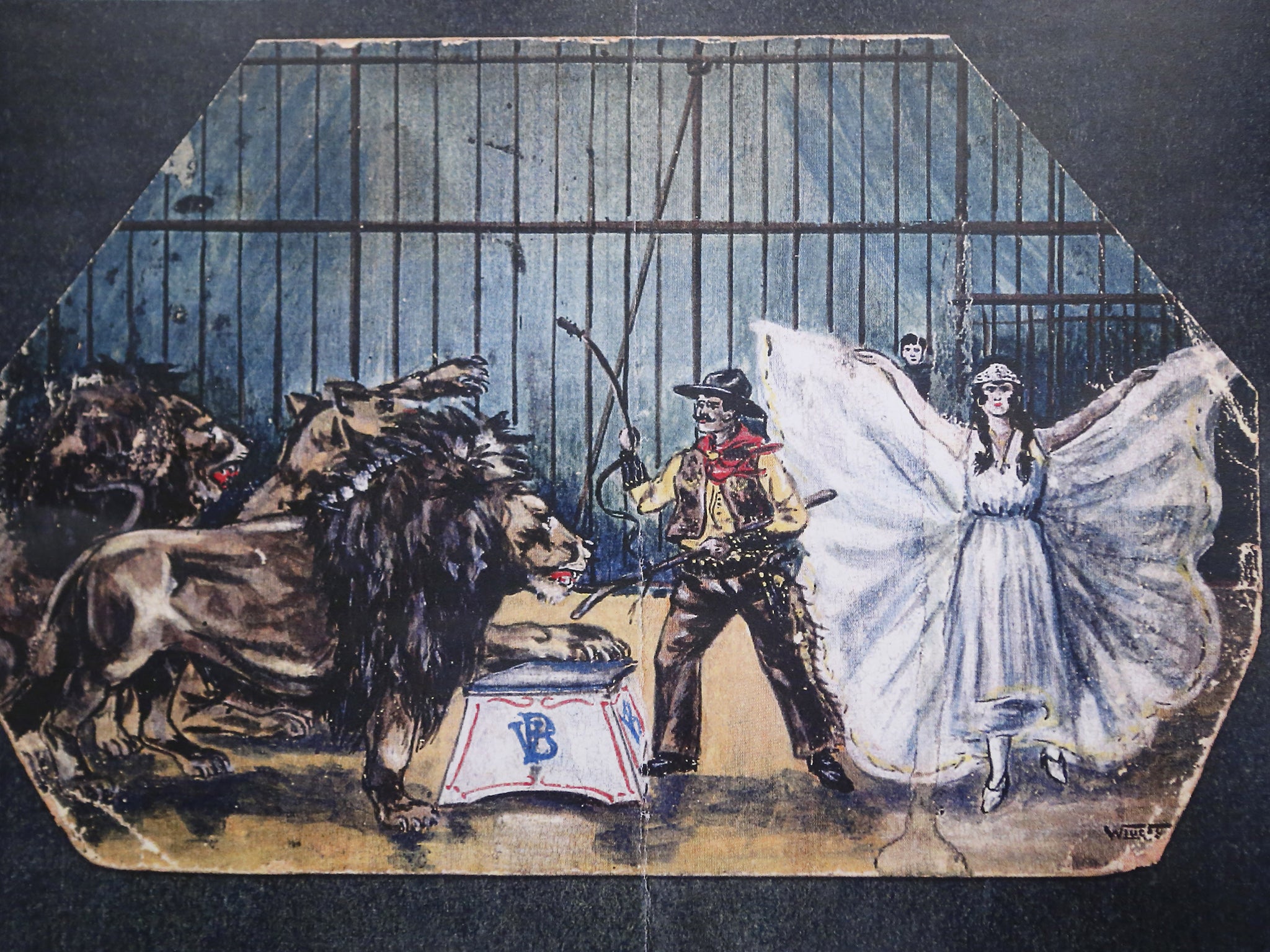 An art piece depicting Madame Rosa and her husband during their circus days