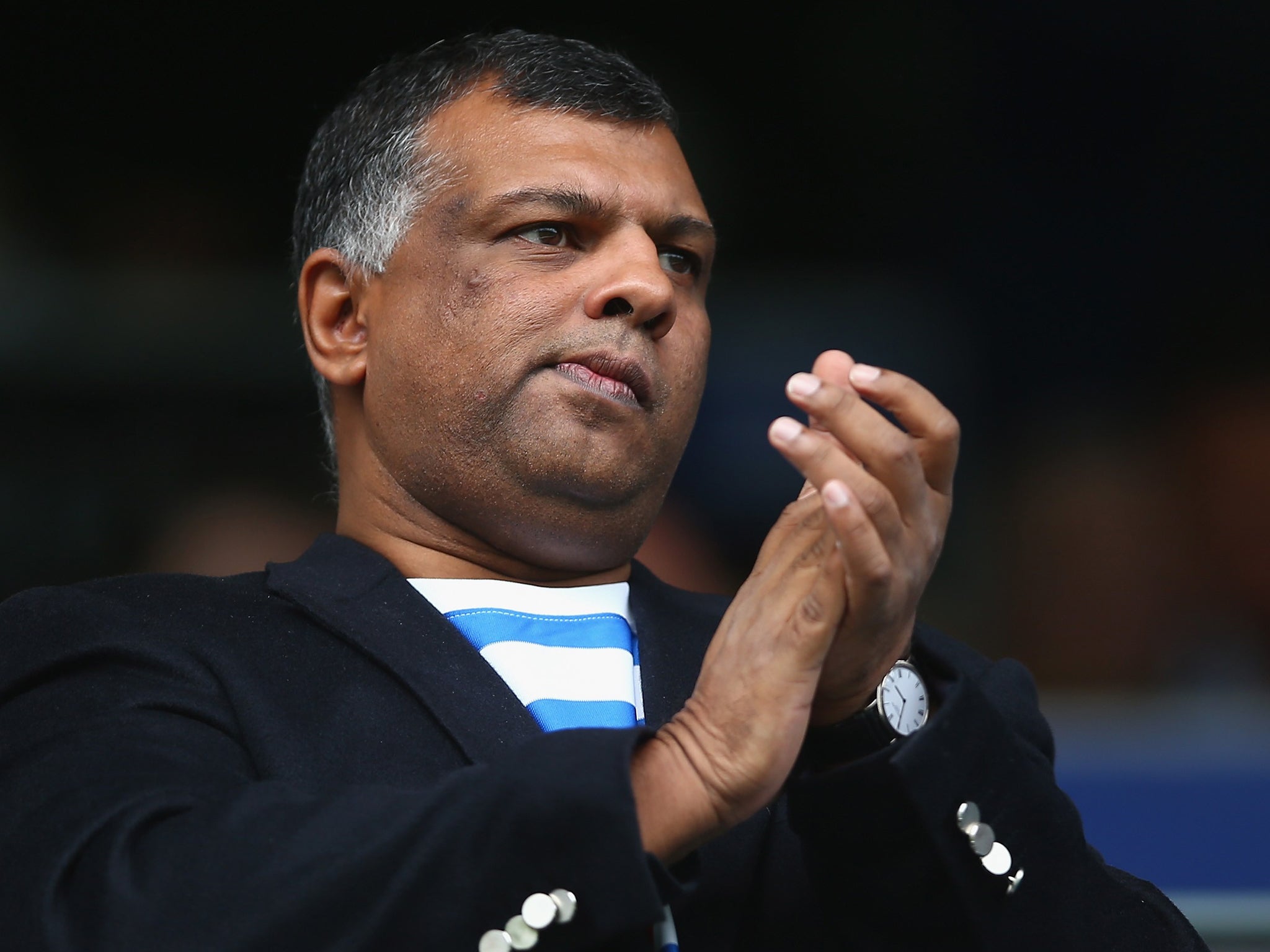 QPR chairman Tony Fernandes looks on from the stands