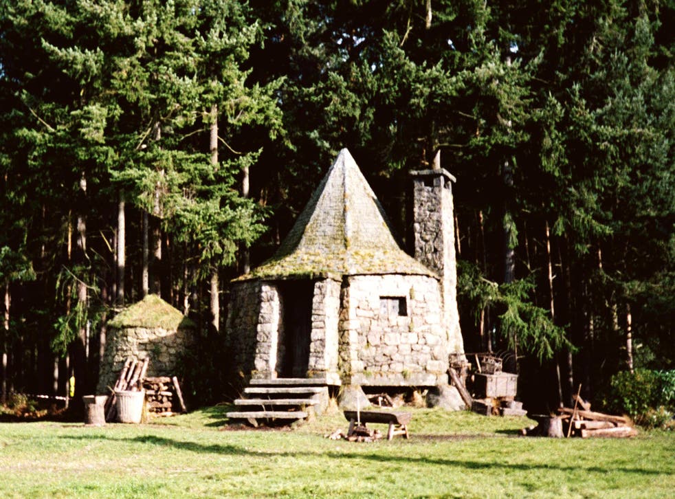 Hagrid's hut on the set of Harry Potter and The Chamber of Secrets in Pinewood Studios, 2001