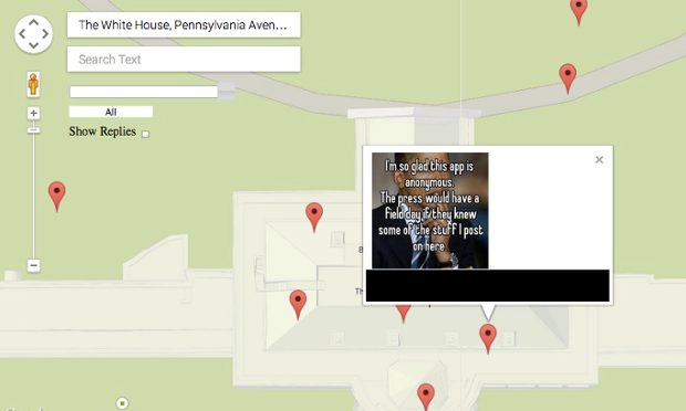 A screenshot of Whisper's location tracking from the Guardian's report. Image credit: Guardian.