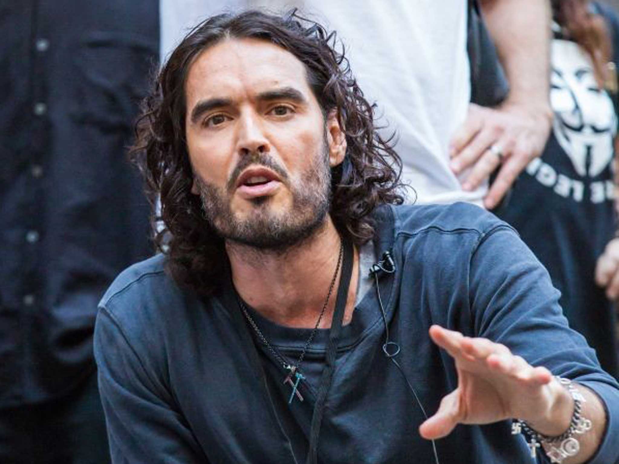 Russell Brand speaking to an Occupy Wall Street crowd in New York