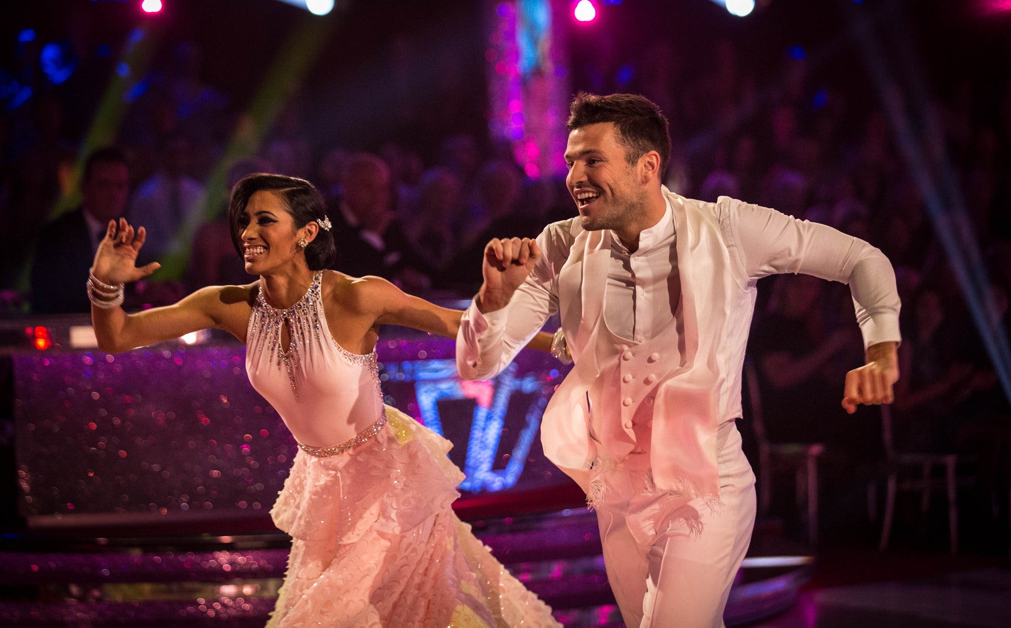Mark and Karen quickstep through the Strictly dance off