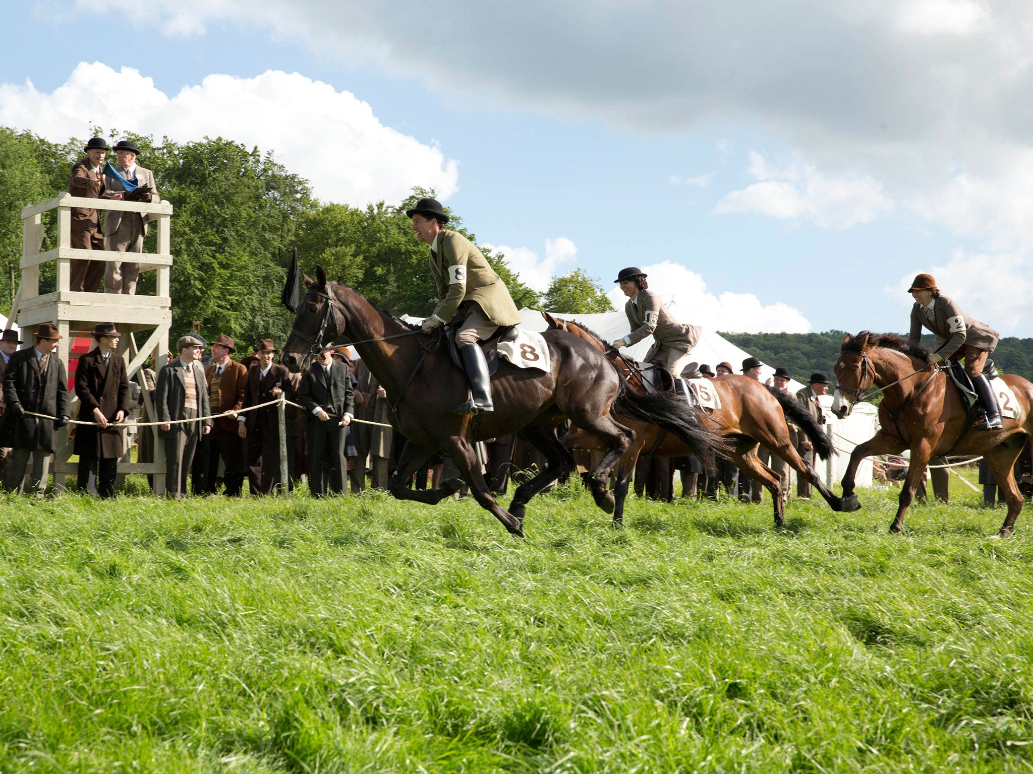 The cast of Downton Abbey indulge in some racing at a Point to Point