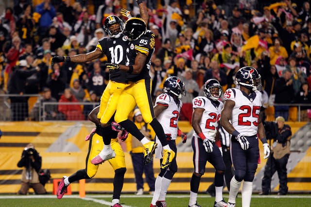 Martavis Bryant celebrates after scoring a touchdown for the Steelers
