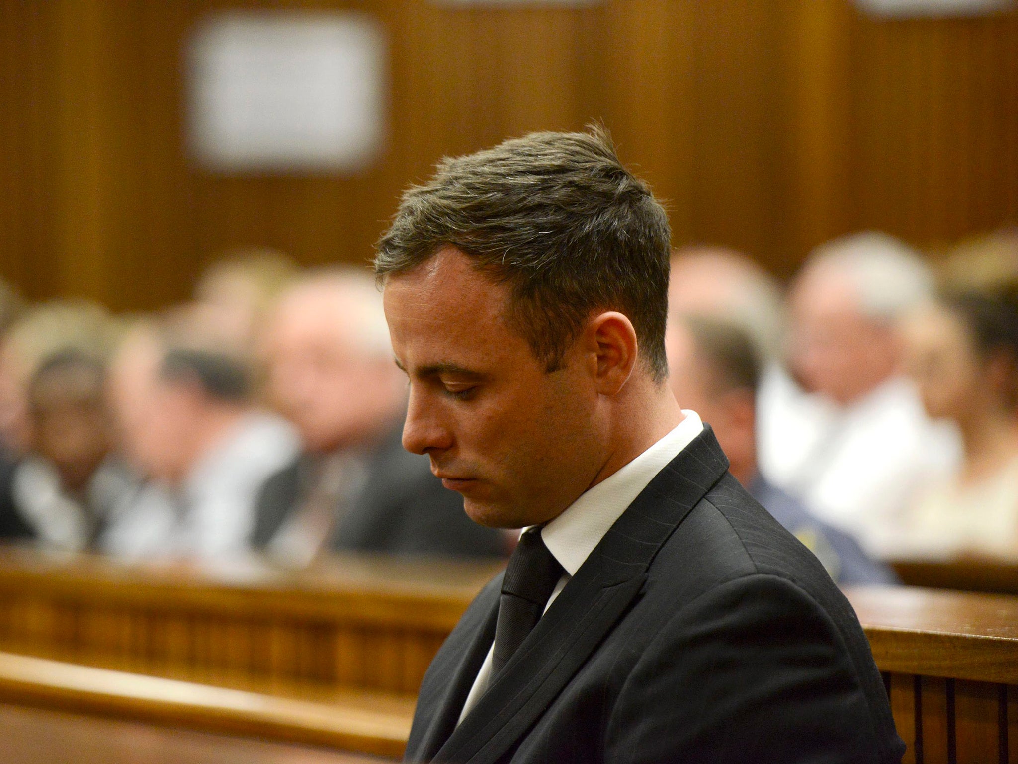 Oscar Pistorius pictured listening to his sentence at the High Court in Pretoria last week