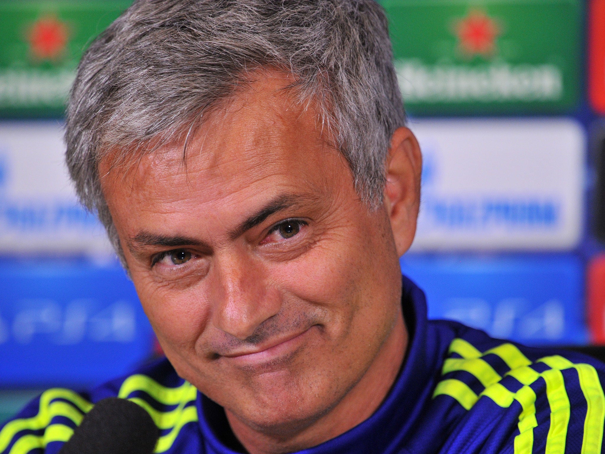 Chelsea's Jose Mourinho smiles during a press conference on October 20, 2014 ahead of the UEFA Champions League group match against Maribor.