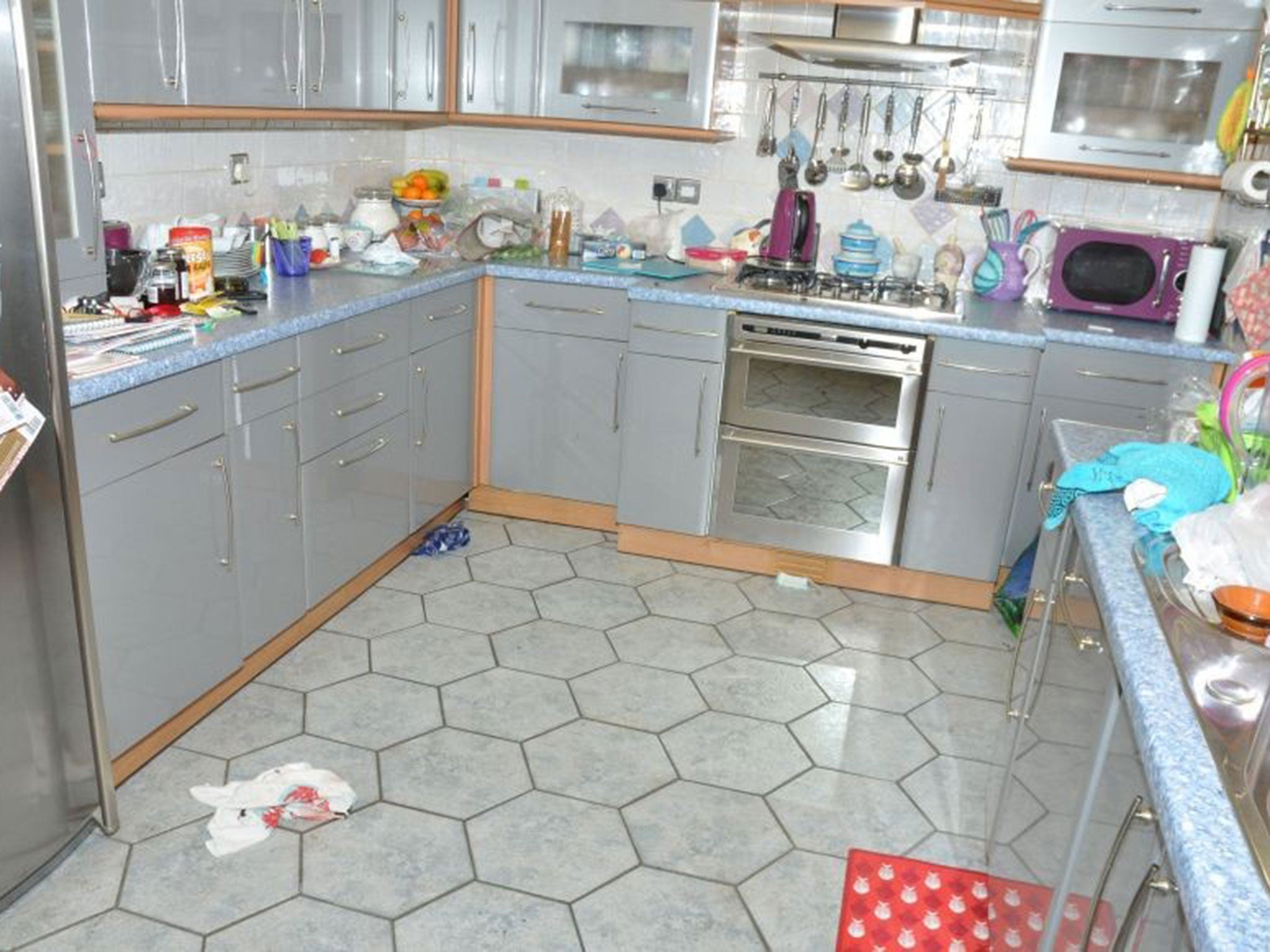 The kitchen where Christopher Cerqua was stabbed by his twin Robert Cerqua,