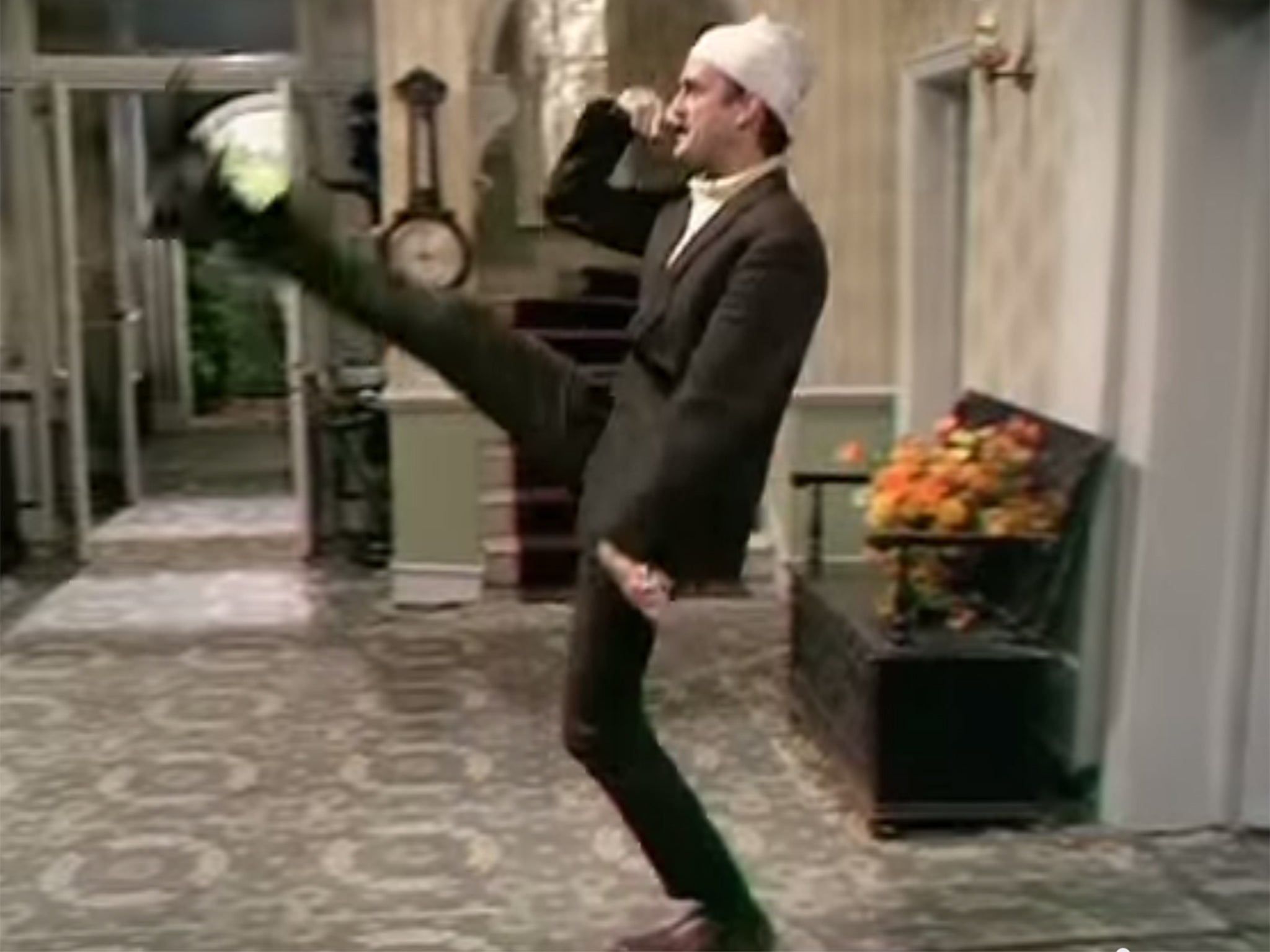 Cleese performs one of his best known sketches in Faulty Towers